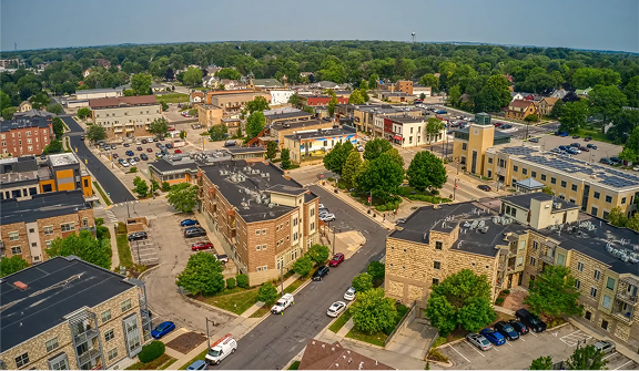 Aerial view of Fitchburg, Wisconsin neighborhoods